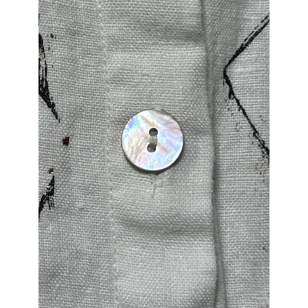 Chicos Button Up 3 XL White Black Brown 100% Linen Long Sleeve Tunic Pockets - Picture 5 of 11